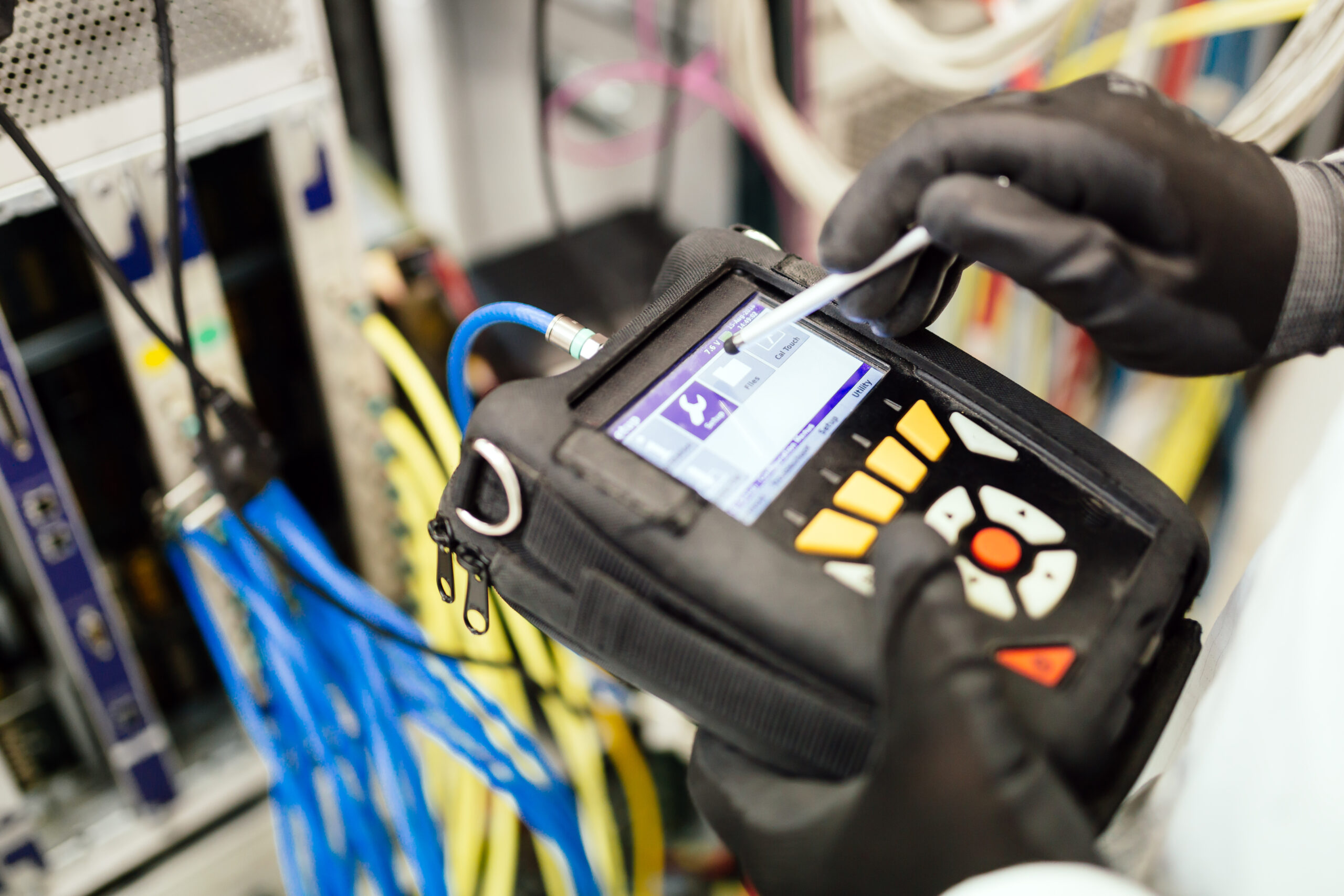 Technician working in network card labaratory